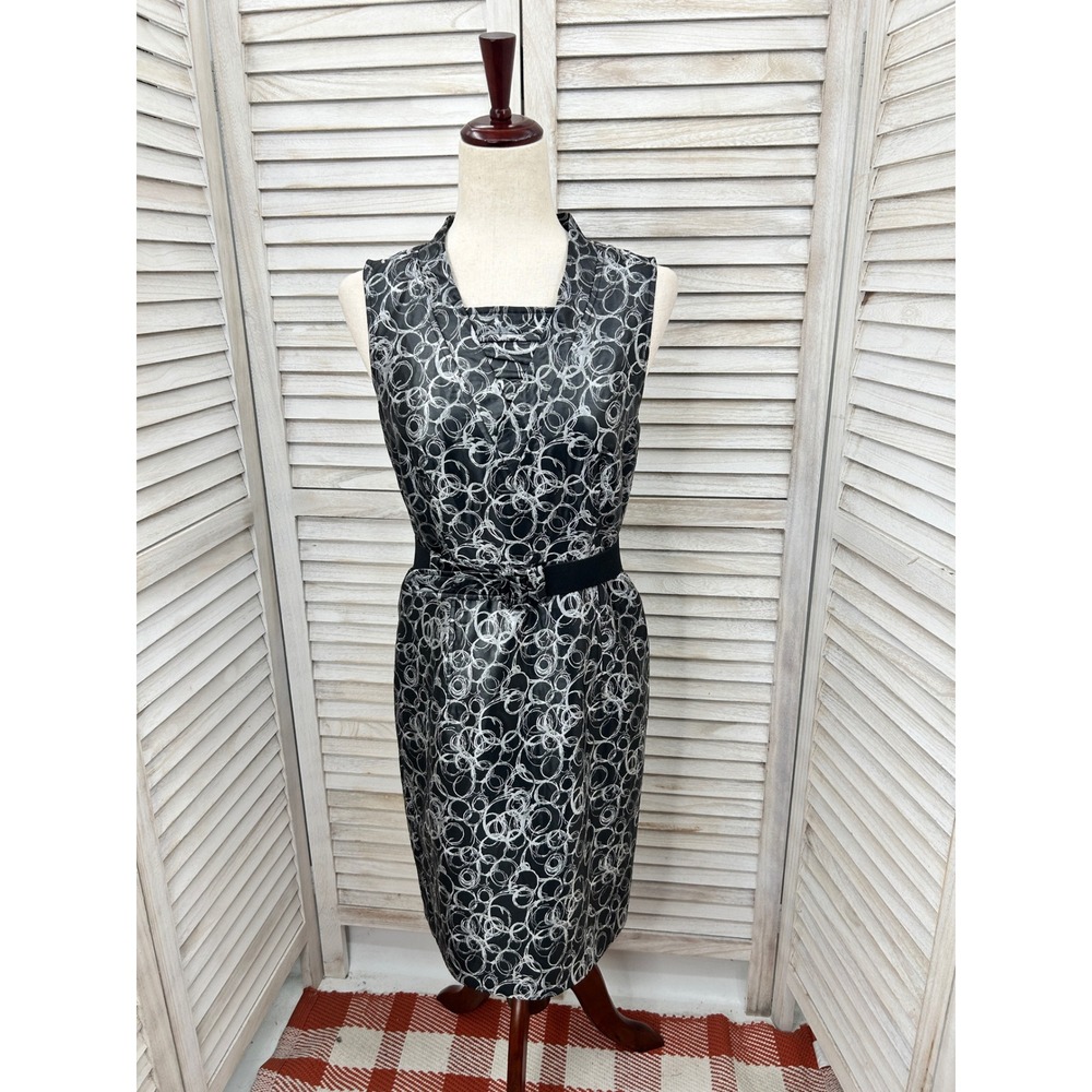 Lavender Label Vera Wang Dress Size 4 Black Silver Swirl Old Money Workwear